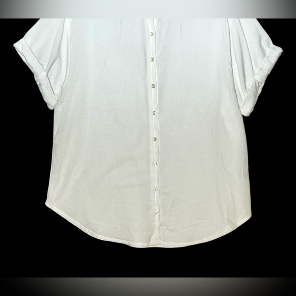 NWT Revolve X Steve Madden White Button Front Kiralin Top with Short Sleeves, M - Picture 8 of 14